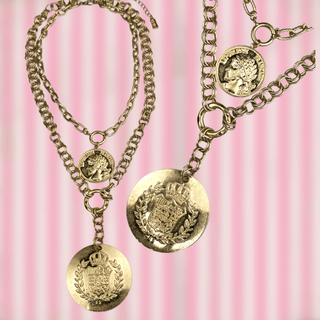Double coin charm gold chain pendant necklace - LC - Boutique Bella BellaNecklaces