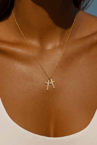Double Cross Necklace - Boutique Bella BellaNecklace