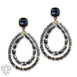 Double faceted bead teardrop earring with Austrian crystal - Boutique Bella BellaEarrings