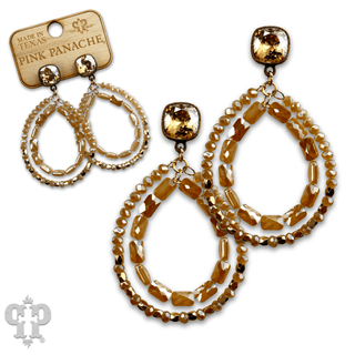 Double faceted bead teardrop earring with Austrian crystal - Boutique Bella BellaEarrings