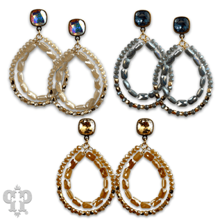 Double faceted bead teardrop earring with Austrian crystal - Boutique Bella BellaEarrings