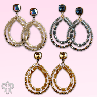 Double faceted bead teardrop earring with Austrian crystal - Boutique Bella BellaEarrings