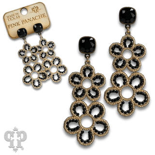Double flower charm earring, Austrian crystal - Boutique Bella BellaEarrings