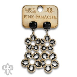 Double flower charm earring, Austrian crystal - Boutique Bella BellaEarrings