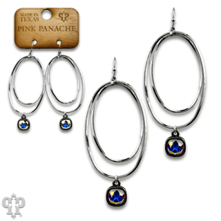 Double oval earring with Austrian crystal - Boutique Bella BellaEarrings