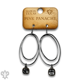 Double oval earring with Austrian crystal - Boutique Bella BellaEarrings