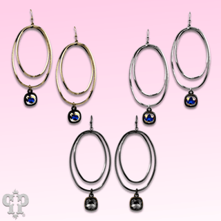 Double oval earring with Austrian crystal - Boutique Bella BellaEarrings