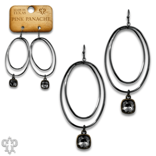 Double oval earring with Austrian crystal - Boutique Bella BellaEarrings