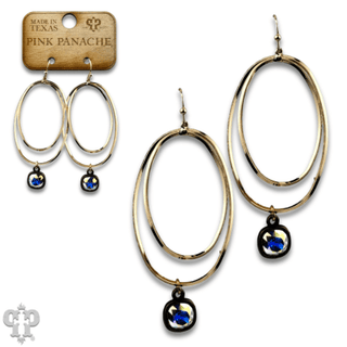 Double oval earring with Austrian crystal - Boutique Bella BellaEarrings