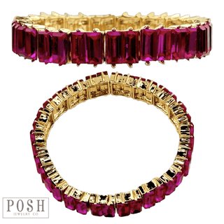 Double rectangle rhinestone bracelet - Boutique Bella BellaBracelets
