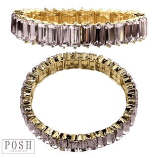 Double rectangle rhinestone bracelet - Boutique Bella BellaBracelets