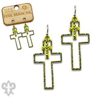 Double rhinestone cross earring - LC - Boutique Bella BellaEarrings