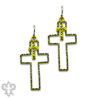 Double rhinestone cross earring - LC - Boutique Bella BellaEarrings