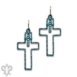 Double rhinestone cross earring - LC - Boutique Bella BellaEarrings
