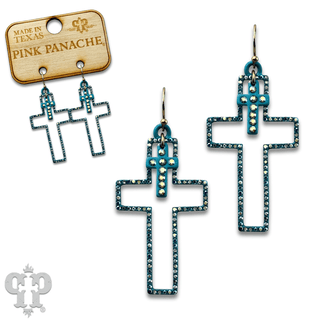 Double rhinestone cross earring - LC - Boutique Bella BellaEarrings