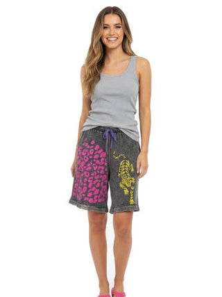 Double Roar Pearl Graphic Lounge Shorts - Charcoal - Boutique Bella BellaShorts