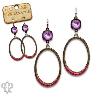 Double side oval earring, Austrian crystal - LC - Boutique Bella BellaEarrings