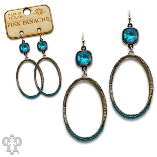 Double side oval earring, Austrian crystal - LC - Boutique Bella BellaEarrings