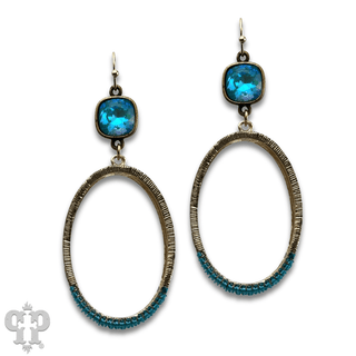 Double side oval earring, Austrian crystal - LC - Boutique Bella BellaEarrings