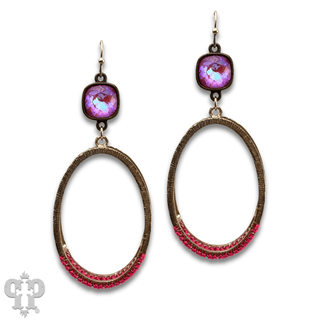 Double side oval earring, Austrian crystal - LC - Boutique Bella BellaEarrings