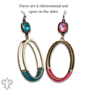 Double side oval earring, Austrian crystal - LC - Boutique Bella BellaEarrings