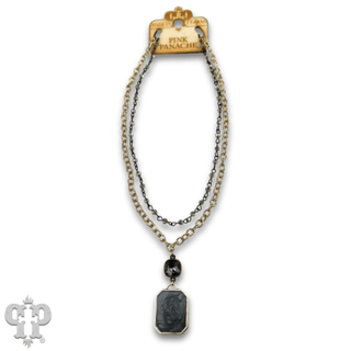 Double strand necklace with Austrian crystal pendant - Boutique Bella BellaNecklaces