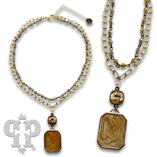 Double strand necklace with Austrian crystal pendant - Boutique Bella BellaNecklaces