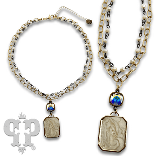 Double strand necklace with Austrian crystal pendant - Boutique Bella BellaNecklaces