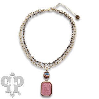 Double strand necklace with Austrian crystal pendant - Boutique Bella BellaNecklaces