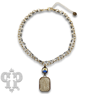Double strand necklace with Austrian crystal pendant - Boutique Bella BellaNecklaces