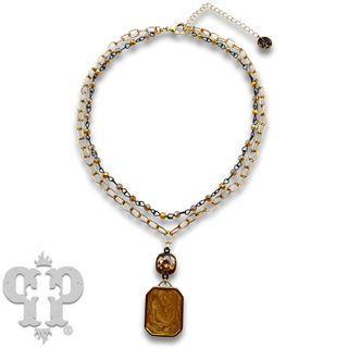 Double strand necklace with Austrian crystal pendant - Boutique Bella BellaNecklaces