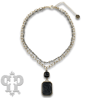 Double strand necklace with Austrian crystal pendant - Boutique Bella BellaNecklaces