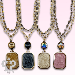 Double strand necklace with Austrian crystal pendant - Boutique Bella BellaNecklaces
