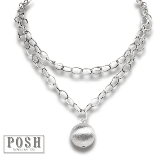 Double strand necklace with ball pendant - LC - Boutique Bella BellaNecklaces