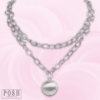 Double strand necklace with ball pendant - LC - Boutique Bella BellaNecklaces