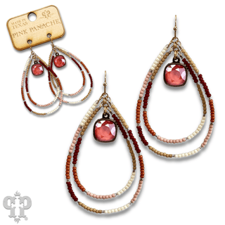 Double teardrop seed bead earring with Austrian crystal - Boutique Bella BellaEarrings
