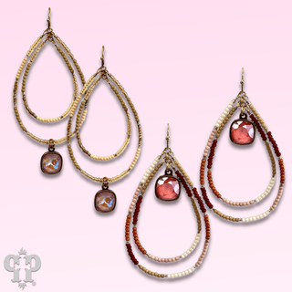 Double teardrop seed bead earring with Austrian crystal - Boutique Bella BellaEarrings