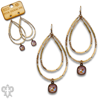 Double teardrop seed bead earring with Austrian crystal - Boutique Bella BellaEarrings
