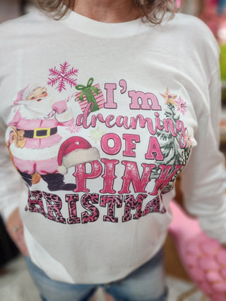 Dreaming Pink Christmas Long Sleeve Top - Boutique Bella Bellatop