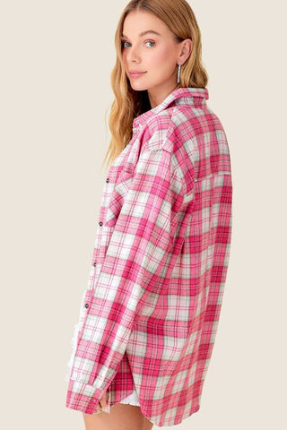 Dreamy Pink Plaid Flannel - Boutique Bella Bella