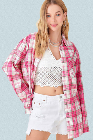 Dreamy Pink Plaid Flannel - Boutique Bella Bella