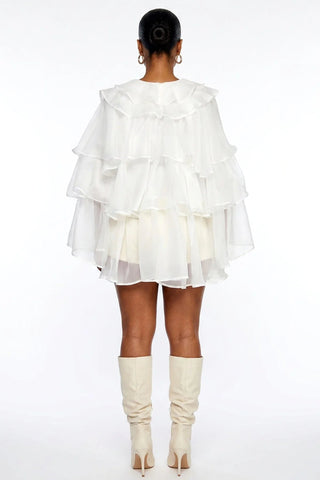 Dressed to Ruffle Sheer Top - White - Boutique Bella BellaBlouse