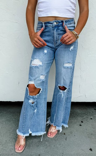 Drew Distressed Dad Jeans - Boutique Bella BellaJeans