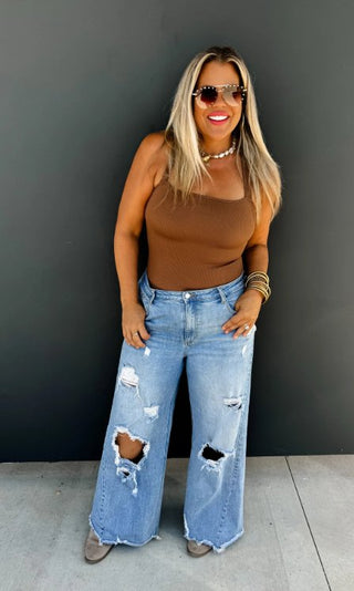 Drew Distressed Dad Jeans - Boutique Bella BellaJeans