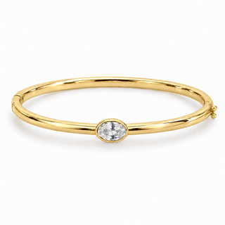 Drew Oval Cut Bezel Bangle - Boutique Bella BellaBracelet