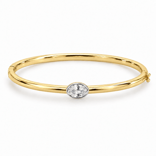 Drew Oval Cut Bezel Two-Tone Bangle - Boutique Bella BellaBracelet