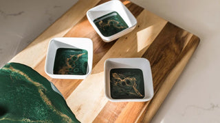 Resin Accented Ceramic Dipping Set - Jade