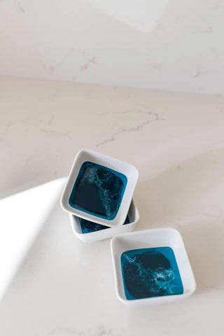 Resin Accented Ceramic Dipping Set - Ocean Vibes