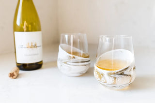 Resin Coated Wine Glasses - Gold Quartz
