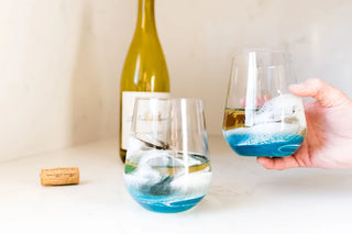 Resin Coated Wine Glasses - Ocean Vibes